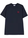 Family First T-shirt With Embroidery In Navy Blue