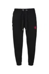 Family First Heart-embroidered Track Pants In Black