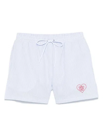 Family First Striped Swim Shorts In Blue