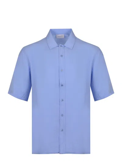 Family First Shirt Made Of Cupro. In Blue