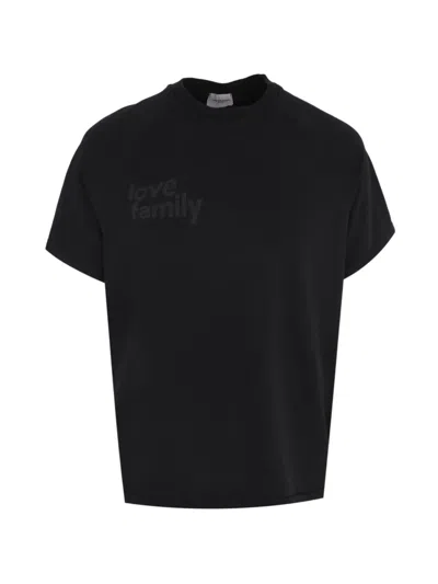 Family First Slogan-print Short-sleeved T-shirt In Black