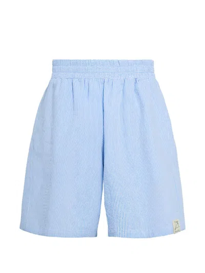 Family First Striped Seersucker Shorts In Blue