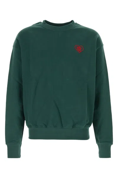 Family First Sweatshirt Crewneck Heart In Green