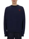 Family First Sweatshirt Crewneck Heart In Blue
