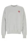 Family First Heart-embroidered Crewneck Sweatshirt In Gray