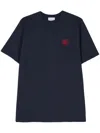Family First T-shirt With Embroidery In Blue