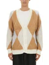 Family First Argyle Mohair-blend Cardigan In Neutral