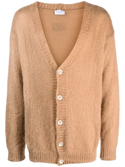 Family First V-neck Knitted Cardigan In Neutrals