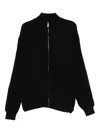Family First Waffle-knit Zip-up Cardigan In Black