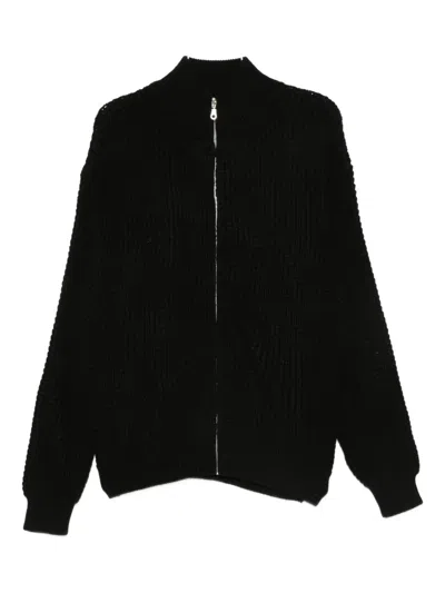 FAMILY FIRST WAFFLE-KNIT ZIP-UP CARDIGAN