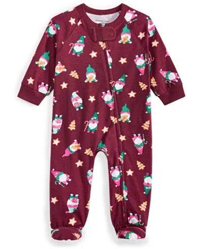Family Pajamas Baby Gnomes Cotton Footed Pajamas In Gnomes Red