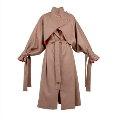 Famiuo Women's Brown Yal Two Pieces Versatile Trenchcoat Biege