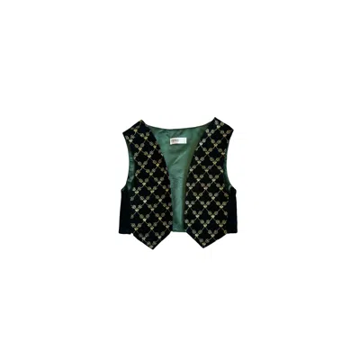 Famiuo Women's Green Mehrsa Velvet Waist Coat
