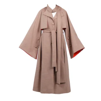 Famiuo Women's Neutrals Shawl Versatile Two Pieces Trenchcoat Biege In Brown