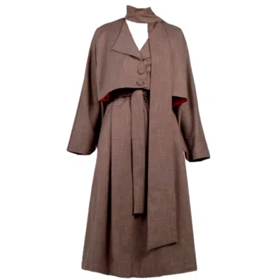 Famiuo Women's Selte Two Piece Trenchcoat Brown