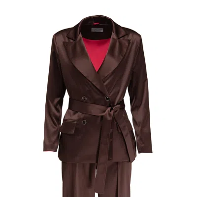 Famme Women's Brown Blazer Chocolate Satin
