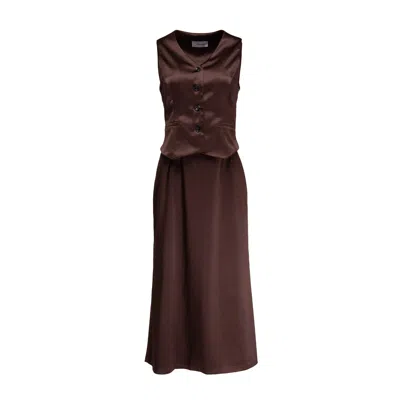 Famme Women's Brown Skirt Chocolate Satin