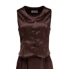 Famme Women's Brown Vest Chocolate Satin In Brown