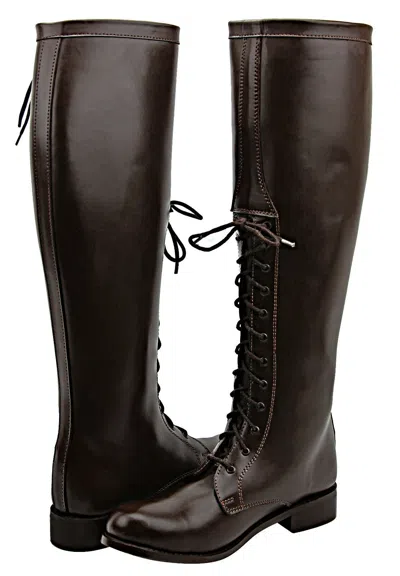Pre-owned Fammz® Fammz Dyno Women Ladies Motorcycle Riding Police Fashion Leather Tall Boots In Brown