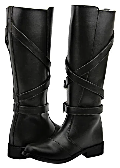 Pre-owned Fammz® Fammz Women Ladies Gardena Stylish Fashion Motorcycle Riding Tall Knee Boots In Black