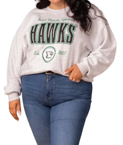 Fan Girl Clothing Fighting Hawks Vintage Oversized Crew Sweatshirt In Ash Gray
