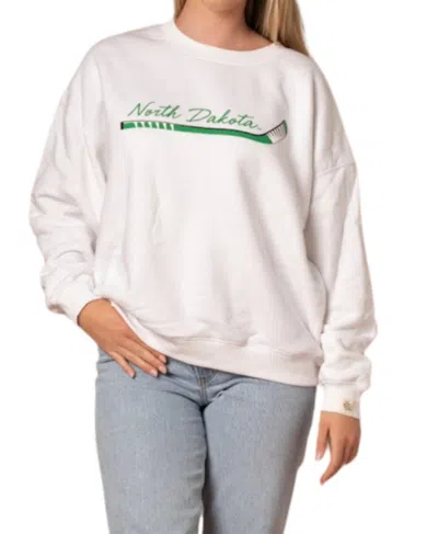 Fan Girl Clothing North Dakota Hockey Crew Sweatshirt In White
