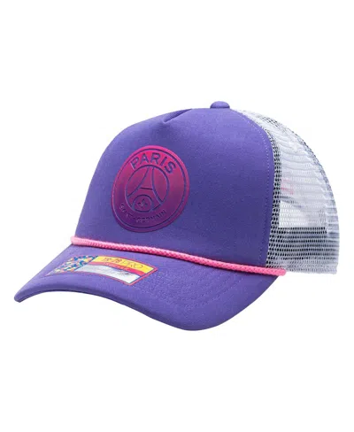 Fan Ink Purple Men's And Women's Paris Saint-germain Serve Trucker Adjustable Hat