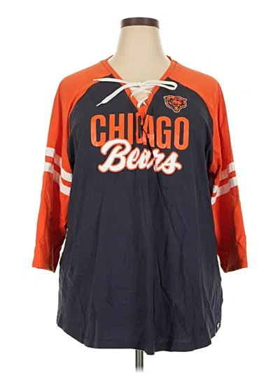 Pre-owned Fanatics 3/4 Sleeve Top Orange V Neck Tops