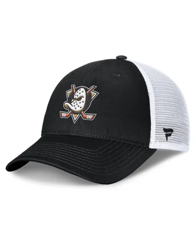 Fanatics Anaheim Ducks Adjustable Trucker Hat In Black,white