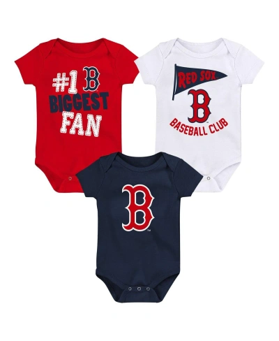 Fanatics Baby Boys And Girls  Boston Red Sox Fan Pennant 3-pack Bodysuit Set In Navy