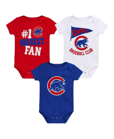 Fanatics Baby Boys And Girls  Chicago Cubs Fan Pennant 3-pack Bodysuit Set In Royal