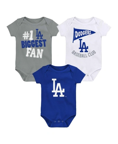 Fanatics Baby Boys And Girls  Los Angeles Dodgers Fan Pennant 3-pack Bodysuit Set In Royal