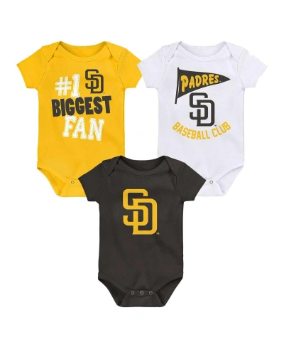 Fanatics Baby Boys And Girls  San Diego Padres Fan Pennant 3-pack Bodysuit Set In Brown,yellow,white