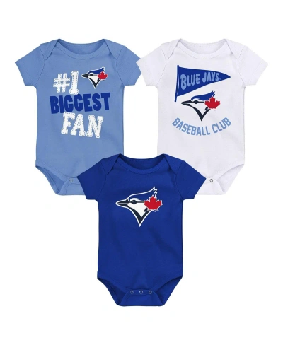 Fanatics Baby Boys And Girls  Toronto Blue Jays Fan Pennant 3-pack Bodysuit Set In Light Blue,royal,white