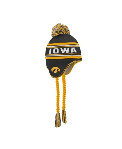 Fanatics Kids' Big Boys And Girls Black Iowa Hawkeyes Jacquard Tassel With Pom Knit Hat In Orange