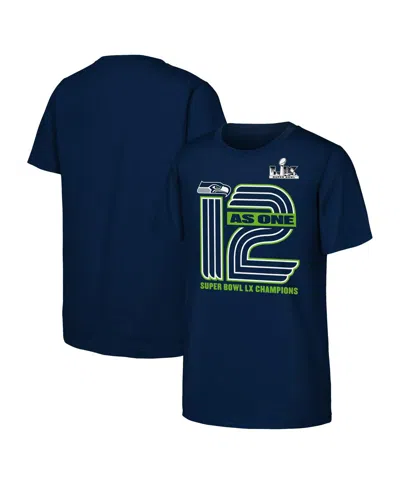 Fanatics Kids' Big Boys And Girls College Navy Seattle Seahawks Super Bowl Lx Champions Hometown Collection T-shirt In Blue