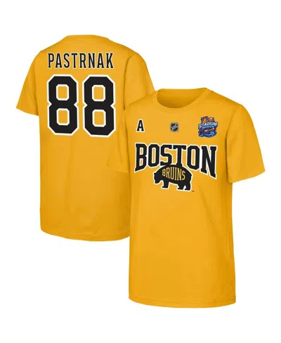 Fanatics Kids' Big Boys And Girls David Pastrnak Gold Boston Bruins Alternate Captain 2026 Stadium Series T-shirt In Yellow