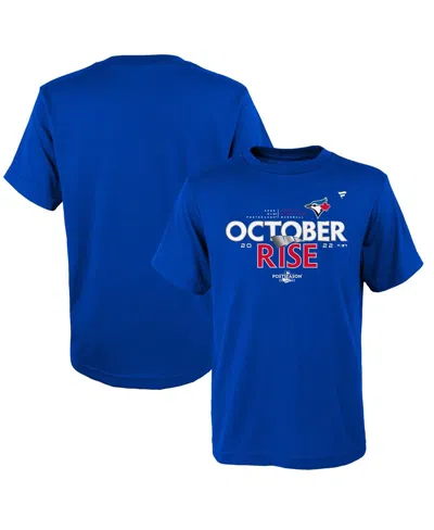 Fanatics Kids' Big Boys And Girls  Branded Royal Toronto Blue Jays 2022 Postseason Locker Room T-shirt