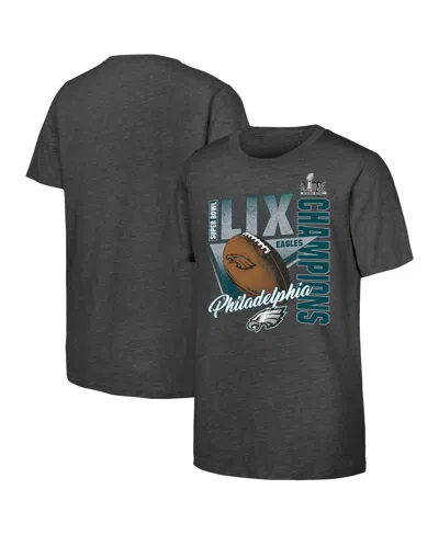 Fanatics Kids' Big Boys And Girls Heather Charcoal Philadelphia Eagles Super Bowl Lix Champions Own The Moment Tri-
