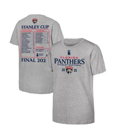 Fanatics Big Boys And Girls Heather Gray Florida Panthers 2025 Nhl Stanley Cup Playoffs Roster T-shirt