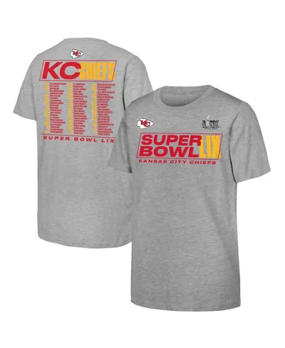 Fanatics Big Boys And Girls Heather Gray Kansas City Chiefs Super Bowl Lix Roster T-shirt