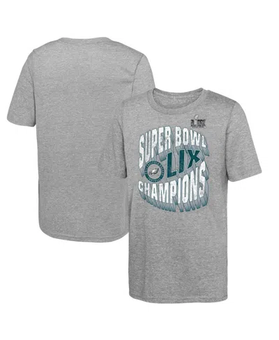 Fanatics Kids' Big Boys And Girls Heather Gray Philadelphia Eagles Super Bowl Lix Champions Historic Win Tri-blend 