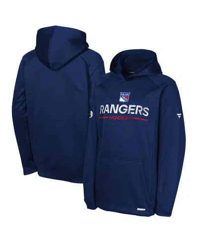 Fanatics Kids' Big Boys And Girls Navy New York Rangers Authentic Pro Rink Raglan Hoodie In Blue