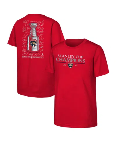 Fanatics Kids' Big Boys And Girls Red Florida Panthers 2025 Stanley Cup Champions Signature Roster T-shirt