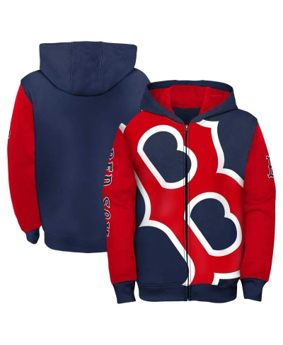 Fanatics Kids' Big Boys  Navy, Red Boston Red Sox Postcard Full-zip Hoodie Jacket In Navy,red