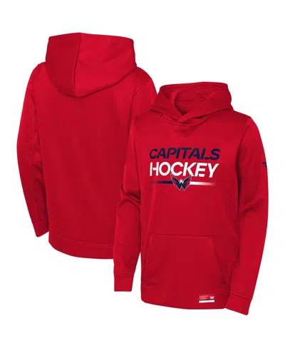 Fanatics Kids' Big Boys  Red Washington Capitals Authentic Pro Pullover Hoodie