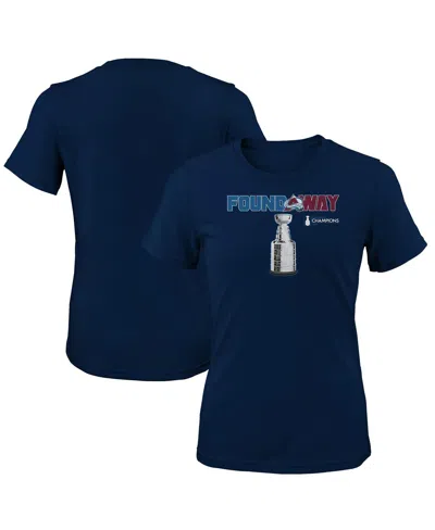 Fanatics Kids' Big Girls  Branded Navy Colorado Avalanche 2022 Stanley Cup Champions T-shirt