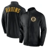 FANATICS FANATICS BRANDED BLACK BOSTON BRUINS STEP UP CRINKLE RAGLAN FULL-ZIP WINDBREAKER JACKET