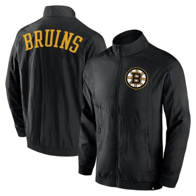 Fanatics Branded Black Boston Bruins Step Up Crinkle Raglan Full-zip Windbreaker Jacket