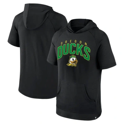 Fanatics Branded Black Oregon Ducks Double Arch Raglan Short Sleeve Hoodie T-shirt